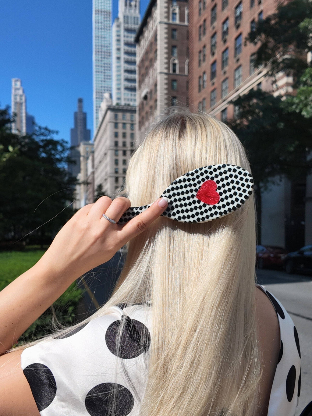 Hand-painted Polka Dot Heart Amazing Hair Day Brush | Eco-Friendly