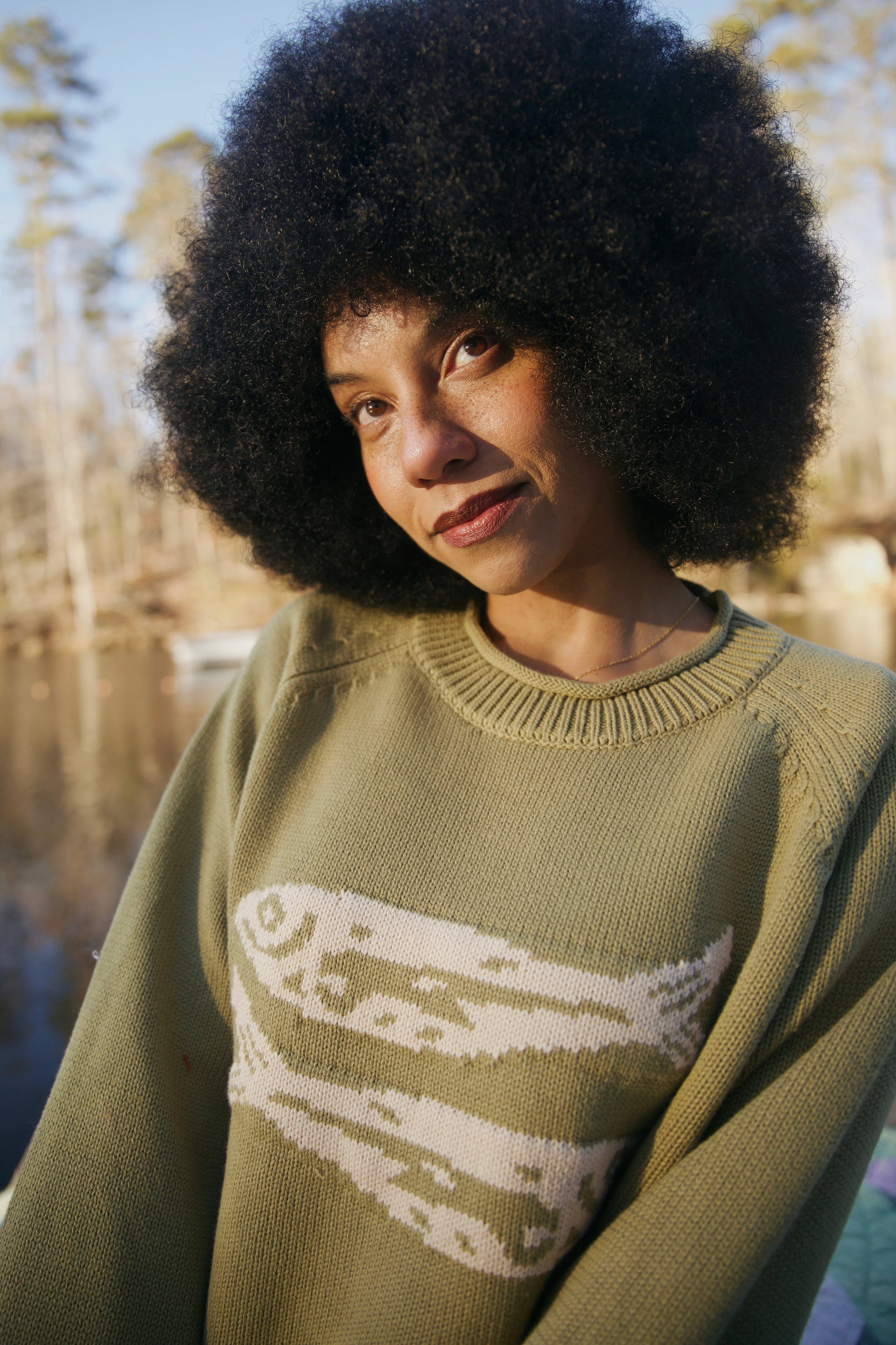 GREEN COTTON FISH SWEATER