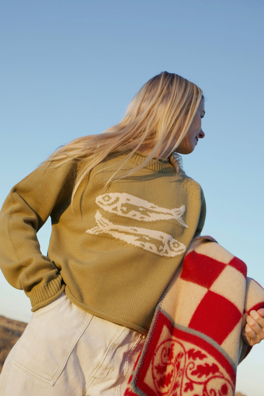 GREEN COTTON FISH SWEATER