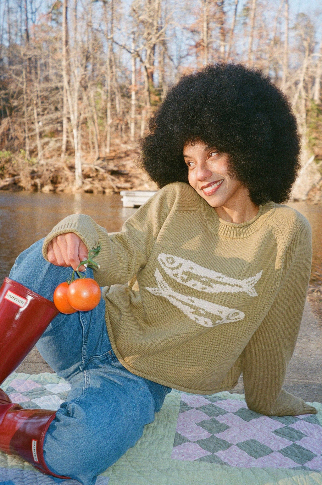GREEN COTTON FISH SWEATER