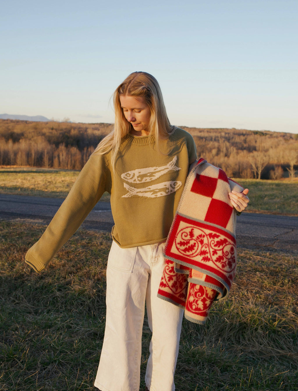 GREEN COTTON FISH SWEATER